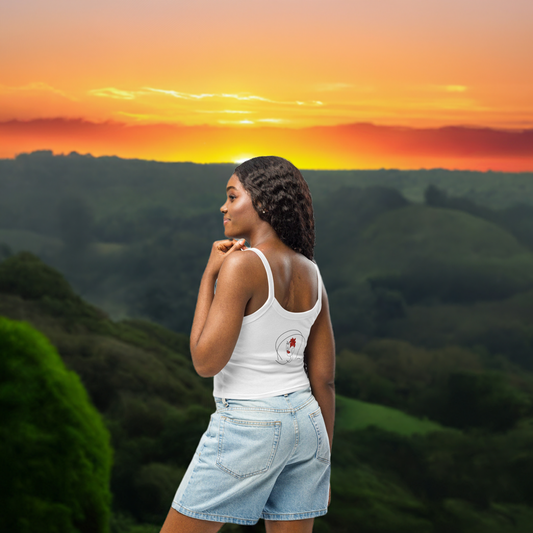 Canotta a costine con stampa posteriore e frontale